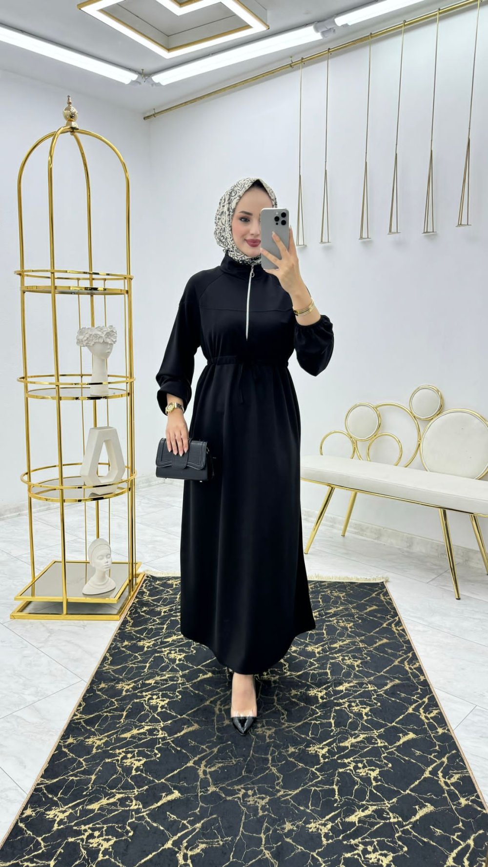 Siyah Nazlı Elbise Tesettür Giyim — Siyah