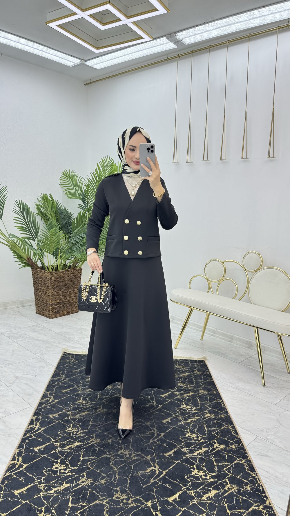 Siyah Premium Firuze Takım Tesettür Giyim — Siyah