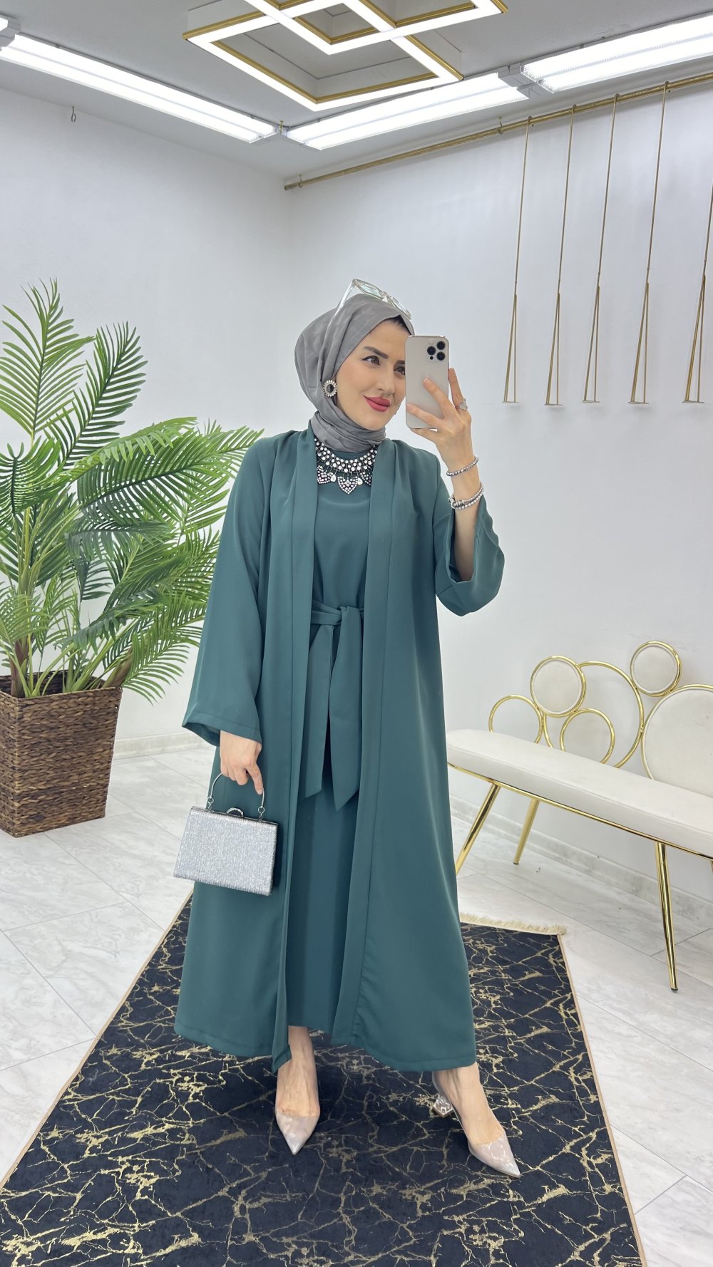 Zümrüt Neva Abaya Takım Tesettür Giyim — Zümrüt
