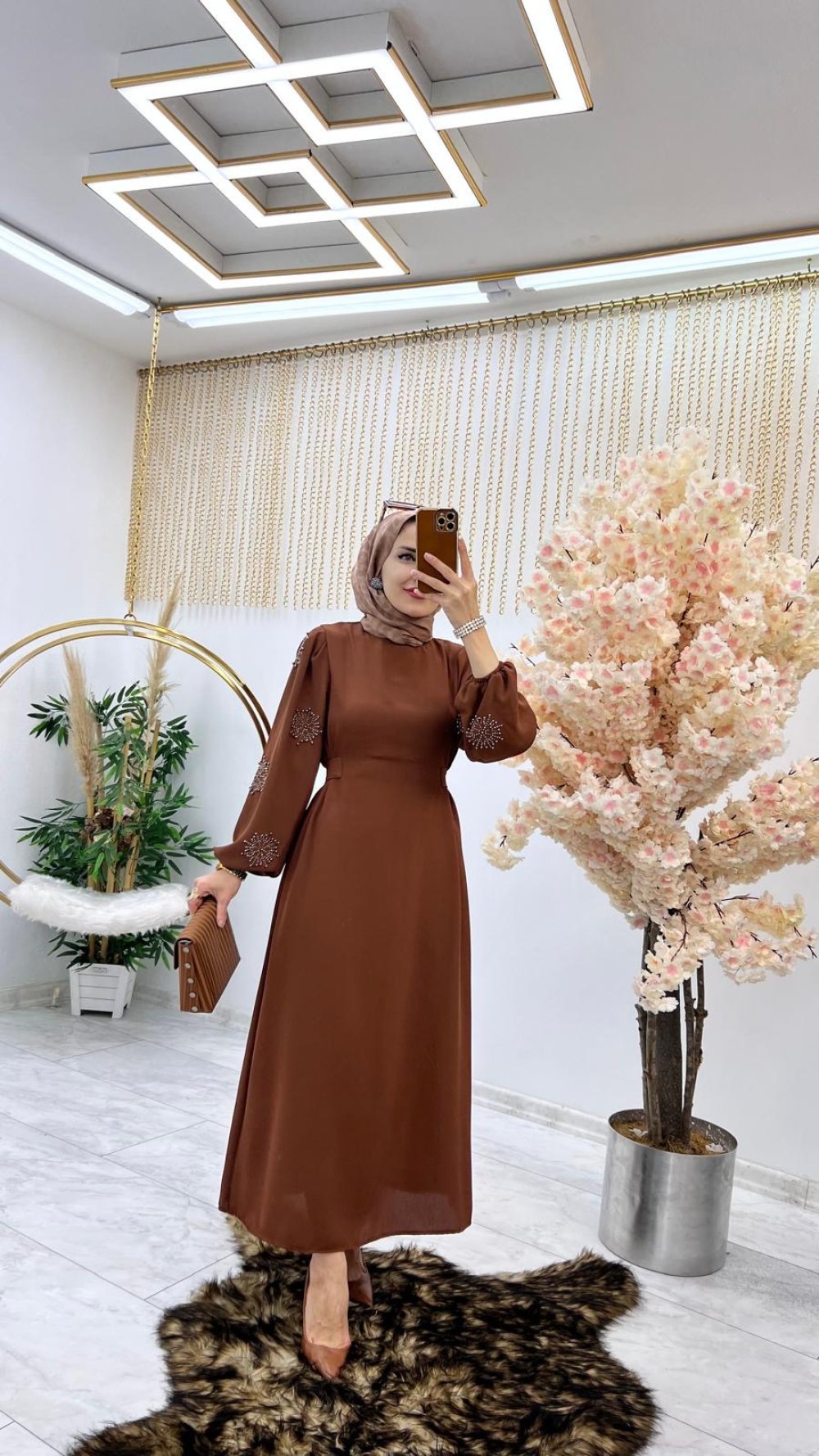 Kahve Çisem Elbise Tesettür Giyim — Kahverengi
