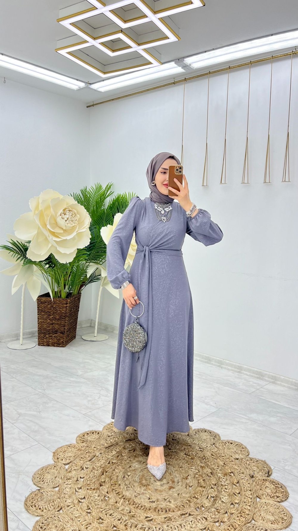 Gri Arzu Elbise Tesettür Giyim — Gri