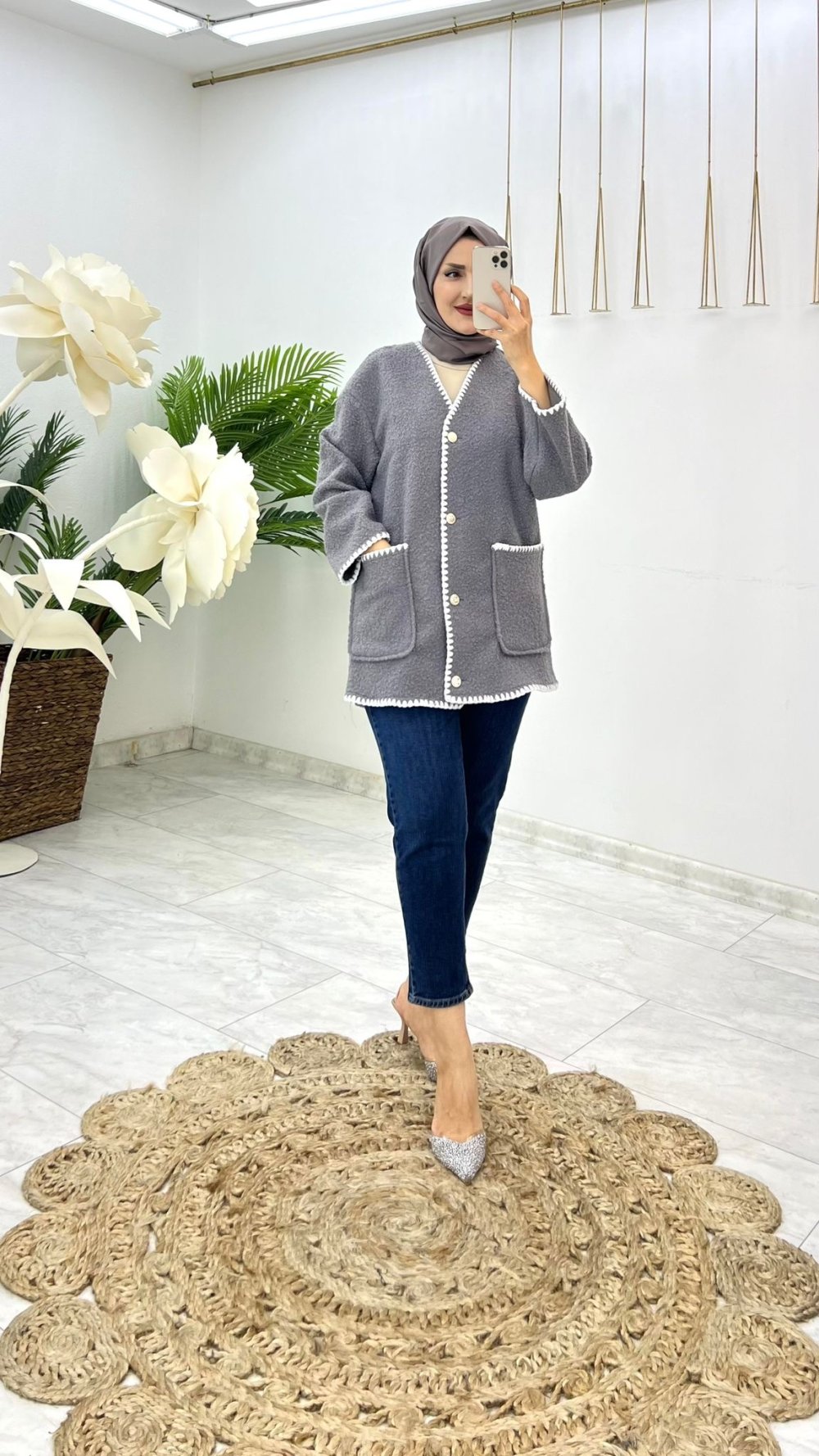 Gri Maya Kap Tesettür Giyim — Gri