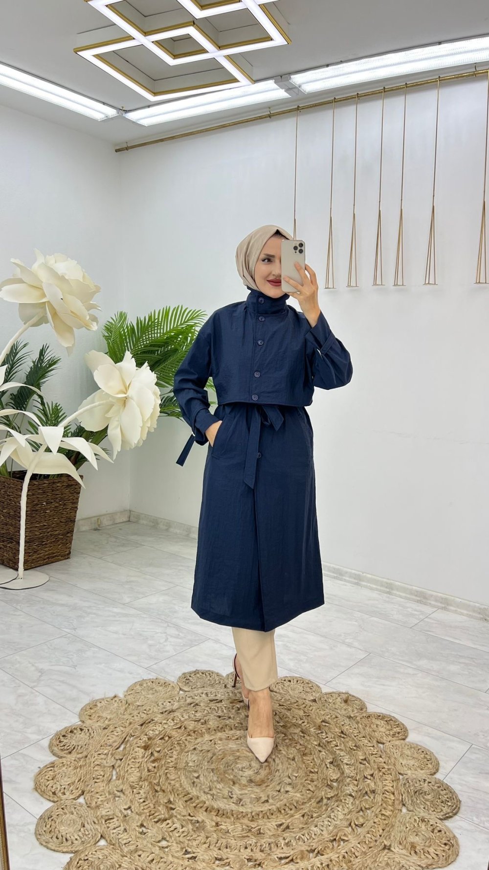 Lacivert Hülya Trench Tesettür Giyim — Lacivert