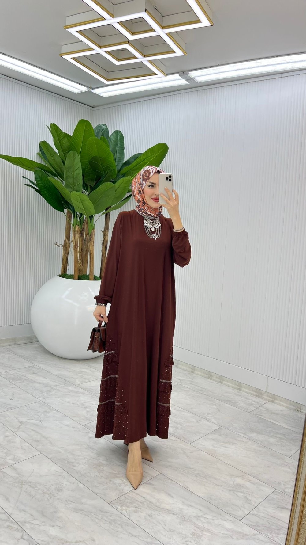 Kahve İsabella Elbise Tesettür Giyim — Kahverengi