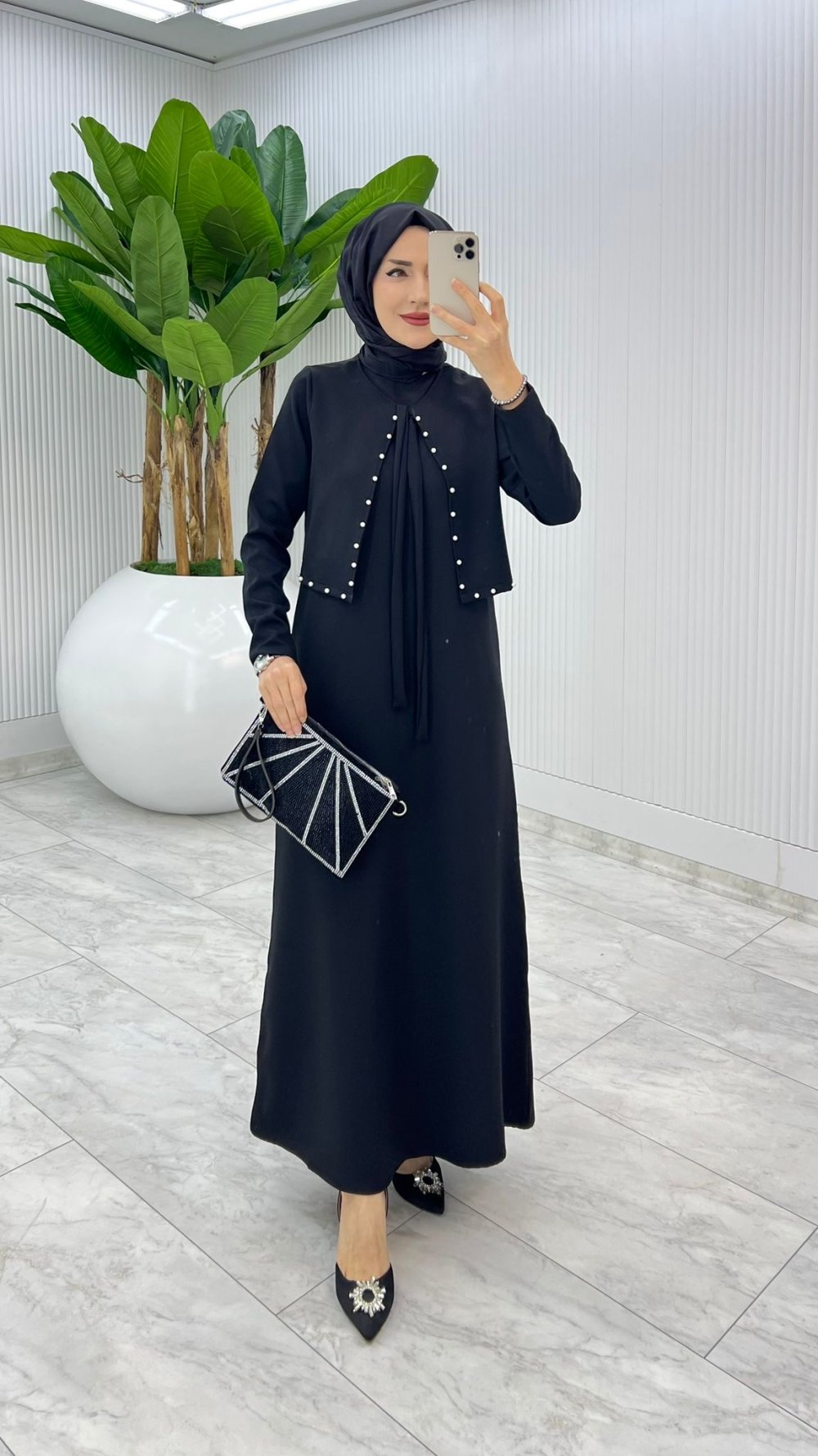 Siyah Arzum Elbise Tesettür Giyim — Siyah
