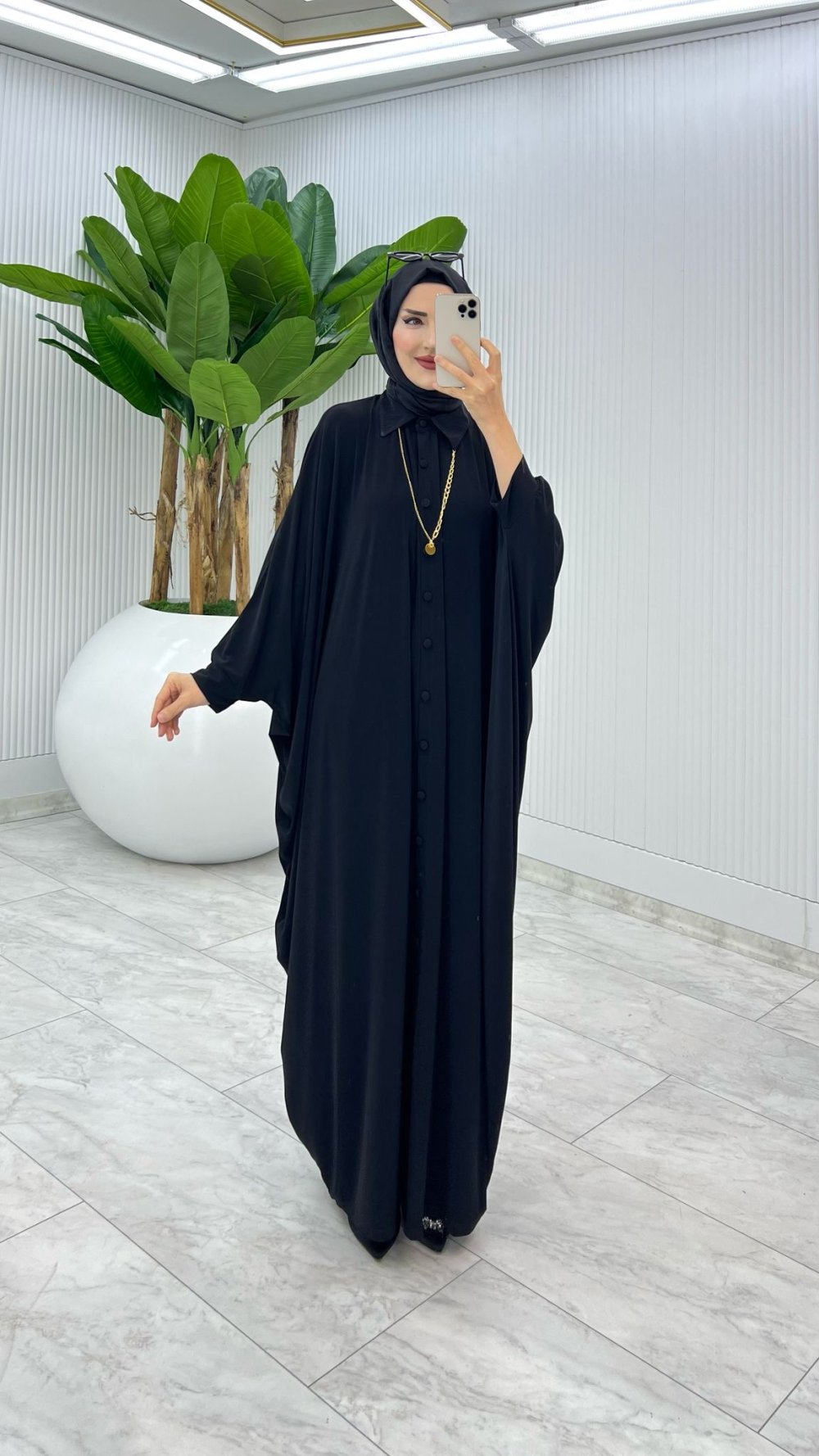 Siyah Yüsra Elbise Tesettür Giyim — Siyah