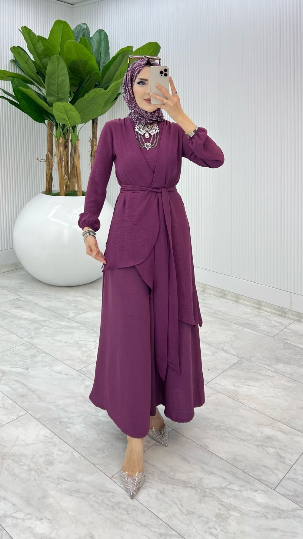 Siyah Özge Takım Tesettür Giyim — Mürdüm