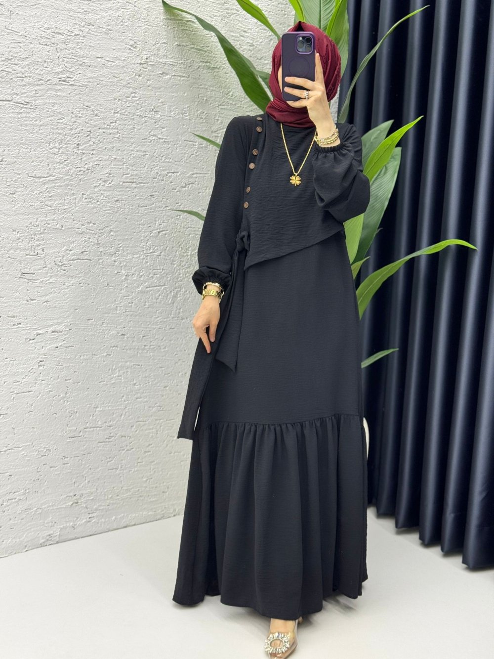 Siyah Aycan Elbise Tesettür Giyim — Siyah