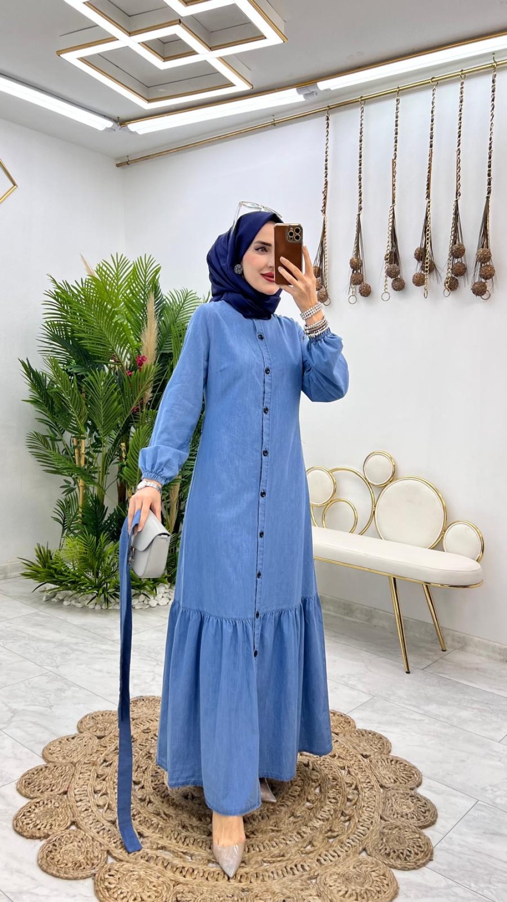 Mavi Kot Elbise Tesettür Giyim — Mavi