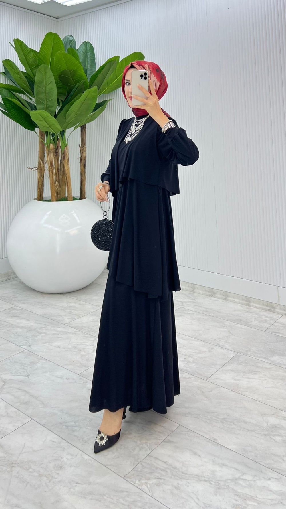 Siyah Premium Diva Elbise Tesettür Giyim — Siyah