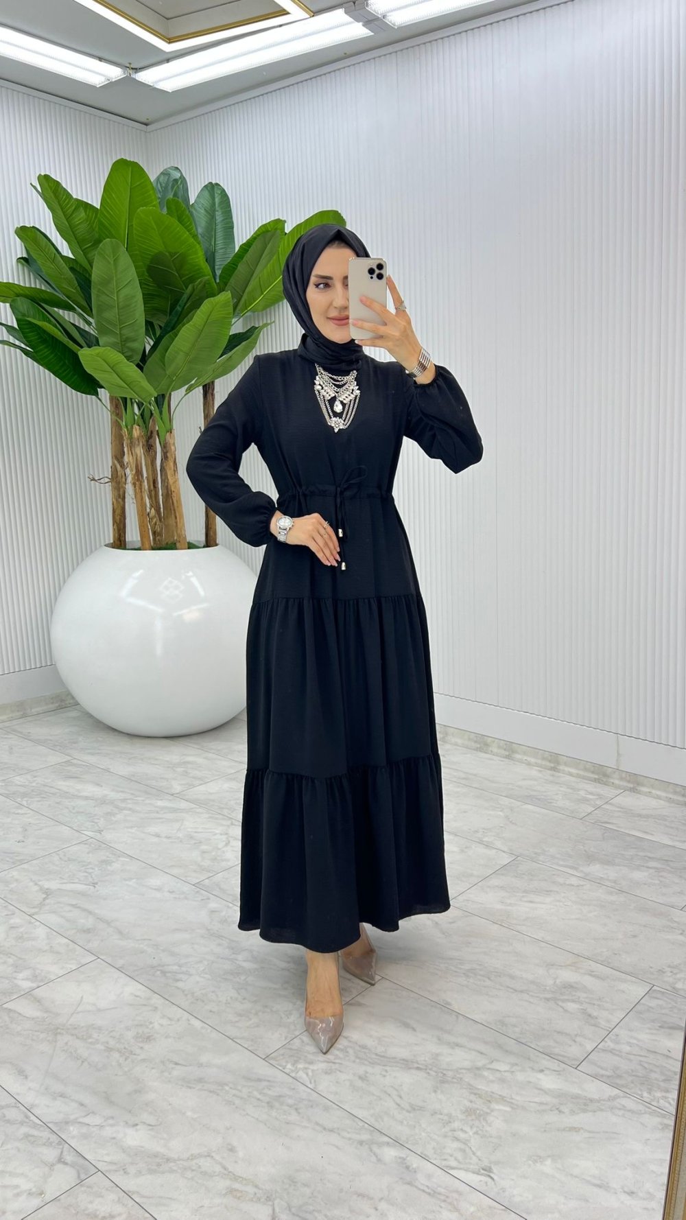 Siyah Nilay Elbise Tesettür Giyim — Siyah