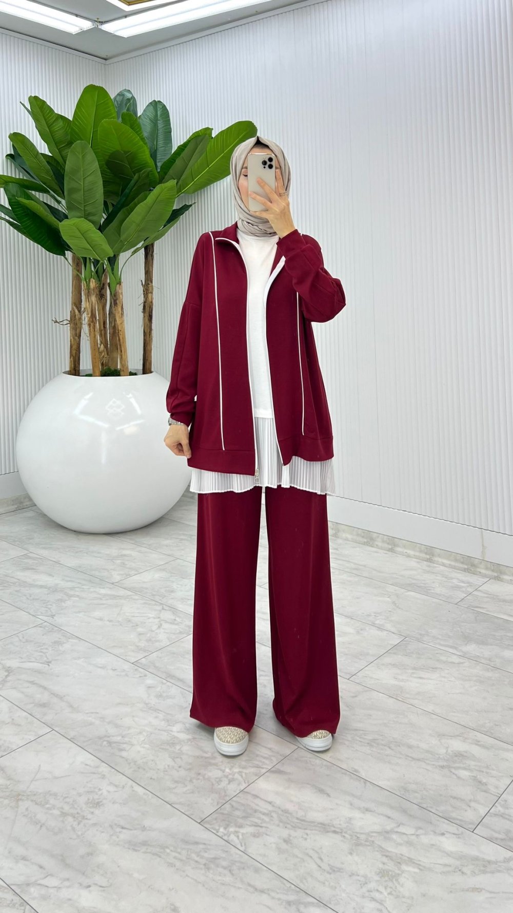 Bordo Oysho Havva Takım Tesettür Giyim — Bordo