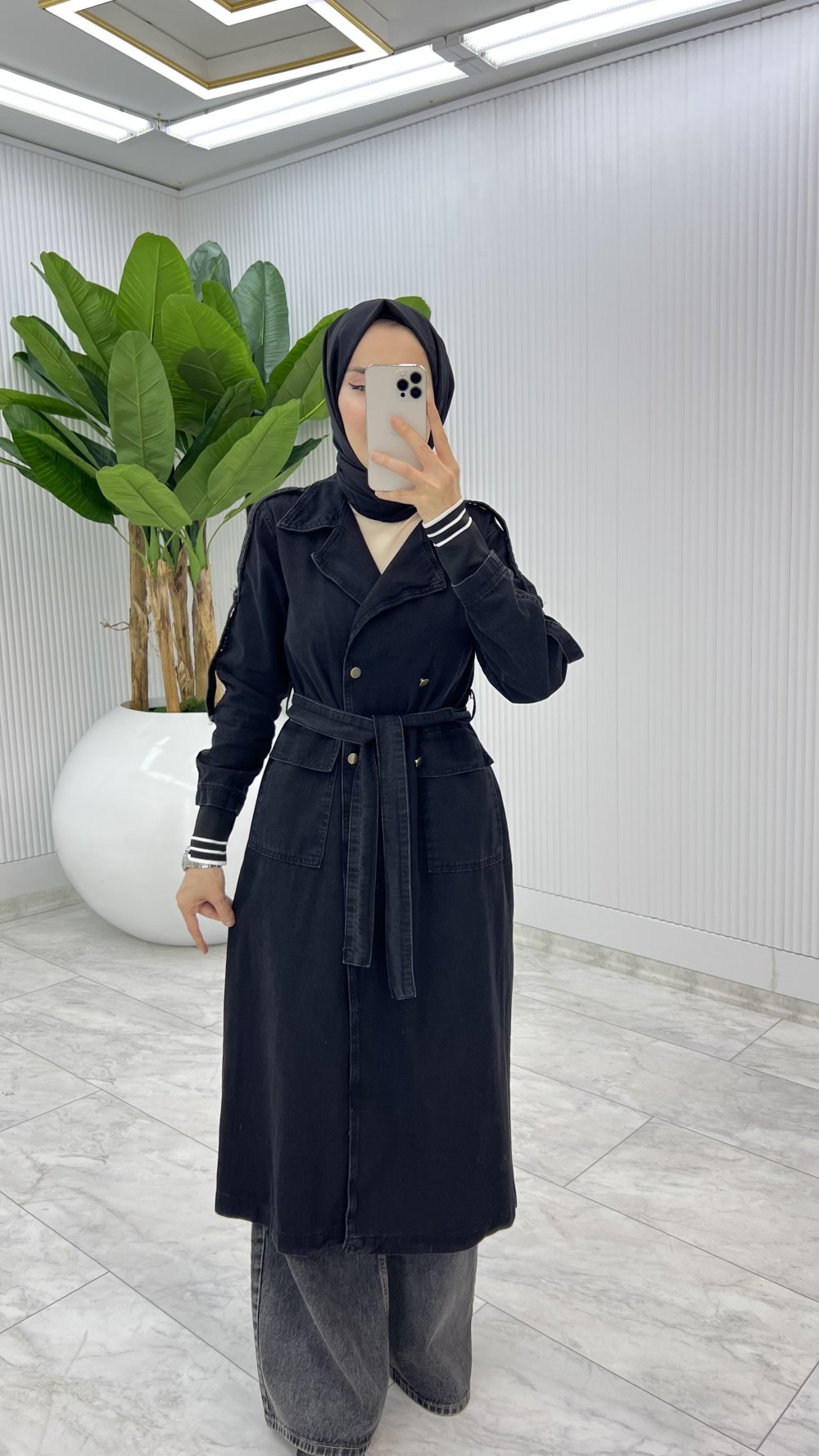 Siyah Premium Hançer Kot Kap Tesettür Giyim — Siyah