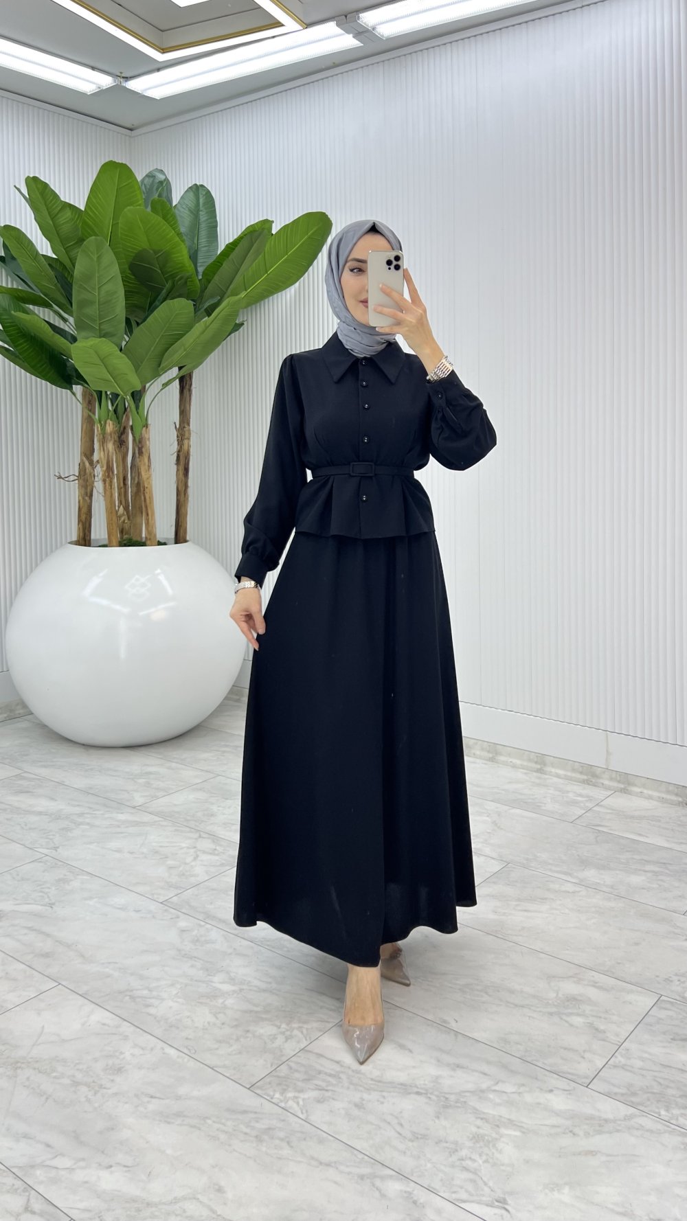 Siyah Eftelya Etek Takım Tesettür Giyim — Siyah