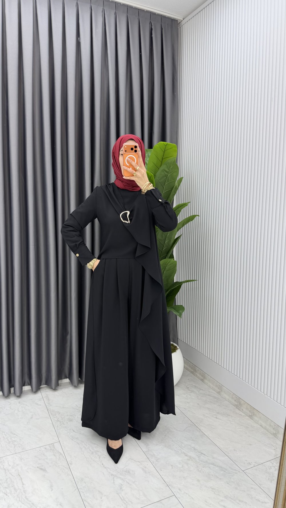 Siyah Premium Ahsen Pantolonlu Takım Tesettür Giyim — Siyah